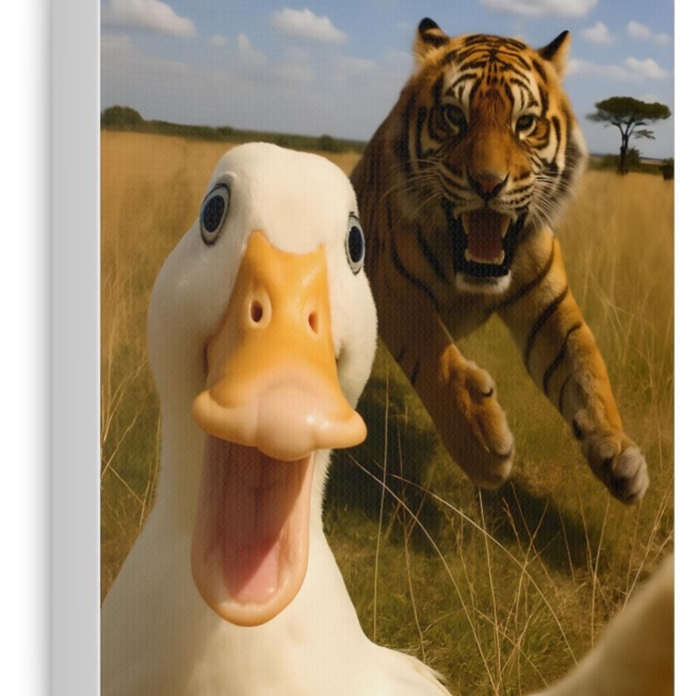 Duck and Tiger Canvas Art 8x10